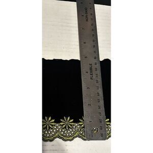 Embroidered Floral Black Velvet‎ Green Lace Sewing/Crafts/Skirts/5 "  x40"